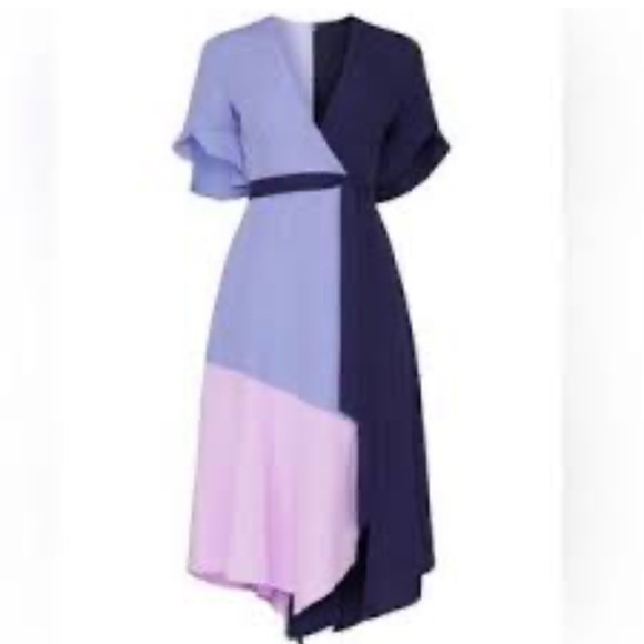 Anthropologie x Hutch Colorblock Faux Wrap Midi dress women sizes: S, M - Picture 4 of 7